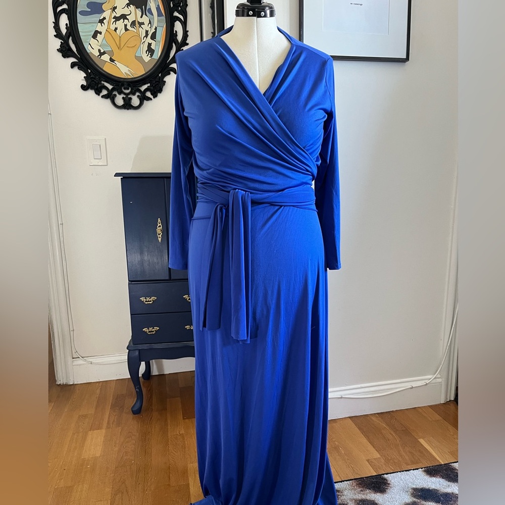 Cobalt royal bright blue infinity dress with sleeves